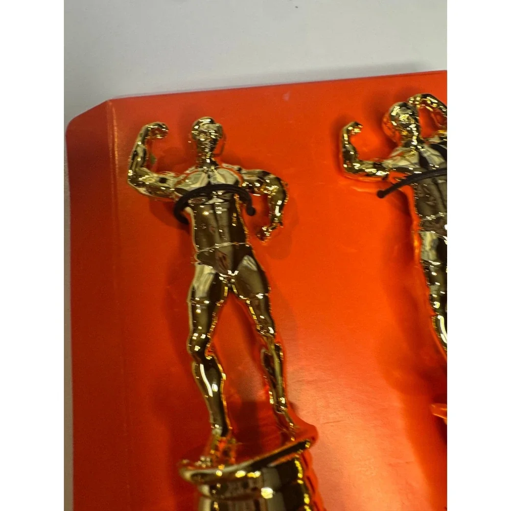 NEW‎ Garven Bar Muscle Man Bodybuilder Wine Stoppers Gold Tone Pair